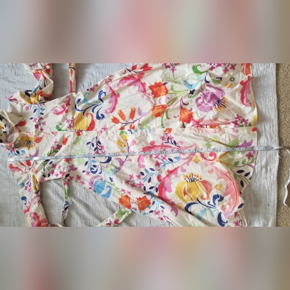 Zara Totem Floral Print Bow Sashes Midi Shirt Dress - Picture 13 of 13